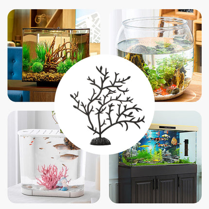 10PCS Artificial Coral Tree Aquarium Decor 10x10cm Black PVC for Fish Tank