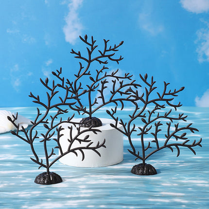 10PCS Artificial Coral Tree Aquarium Decor 10x10cm Black PVC for Fish Tank