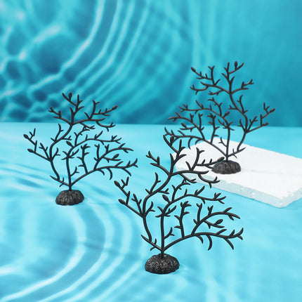 10PCS Artificial Coral Tree Aquarium Decor 10x10cm Black PVC for Fish Tank