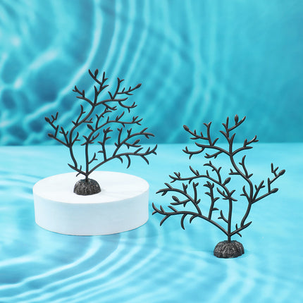 10PCS Artificial Coral Tree Aquarium Decor 10x10cm Black PVC for Fish Tank