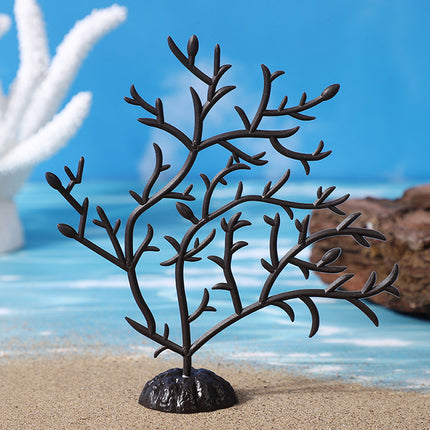 10PCS Artificial Coral Tree Aquarium Decor 10x10cm Black PVC for Fish Tank