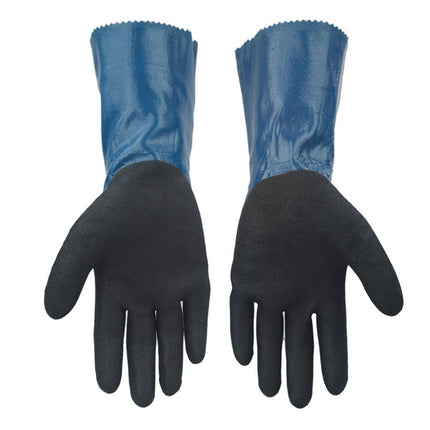 Heavy Duty Nitrile Coated Work Gloves 30cm Long Cuff Oil Resistant Anti Slip