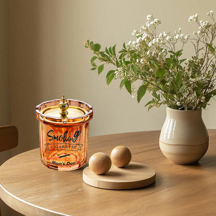 Home Ashtray Premium Stainless Steel Covered Ash Tray Funnel Type Anti Ash Fly