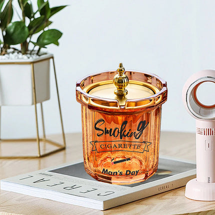 Home Ashtray Premium Stainless Steel Covered Ash Tray Funnel Type Anti Ash Fly