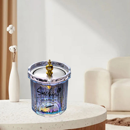 Home Ashtray Premium Stainless Steel Covered Ash Tray Funnel Type Anti Ash Fly