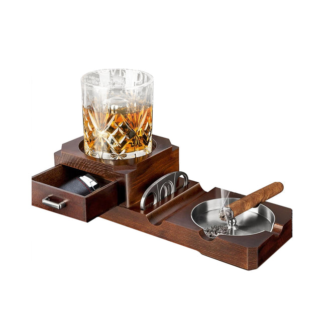 2 in 1 Wooden Cup Holder And Ashtray Heat Resistant for Home Office Bar Indoor