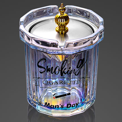 Home Ashtray Premium Stainless Steel Covered Ash Tray Funnel Type Anti Ash Fly