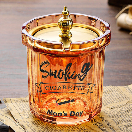 Home Ashtray Premium Stainless Steel Covered Ash Tray Funnel Type Anti Ash Fly