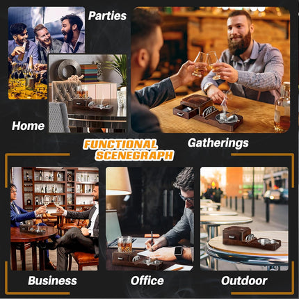 2 in 1 Wooden Cup Holder And Ashtray Heat Resistant for Home Office Bar Indoor