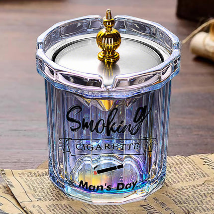 Home Ashtray Premium Stainless Steel Covered Ash Tray Funnel Type Anti Ash Fly