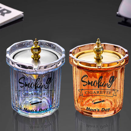 Home Ashtray Premium Stainless Steel Covered Ash Tray Funnel Type Anti Ash Fly