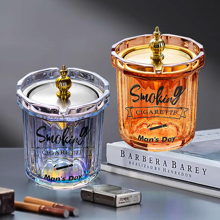 Home Ashtray Premium Stainless Steel Covered Ash Tray Funnel Type Anti Ash Fly