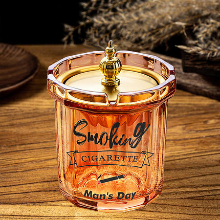 Home Ashtray Premium Stainless Steel Covered Ash Tray Funnel Type Anti Ash Fly