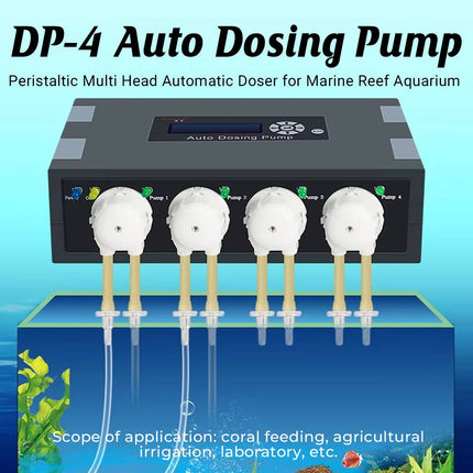 4 Head Auto Dosing Pump Aquarium Reef Coral Peristaltic Titration Timer Feeder