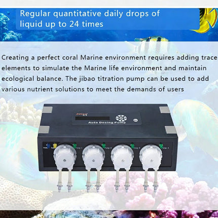 4 Head Auto Dosing Pump Aquarium Reef Coral Peristaltic Titration Timer Feeder