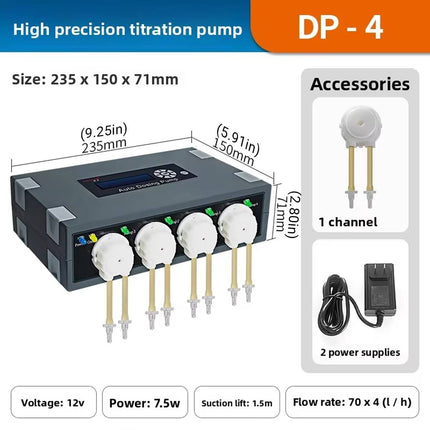 4 Head Auto Dosing Pump Aquarium Reef Coral Peristaltic Titration Timer Feeder
