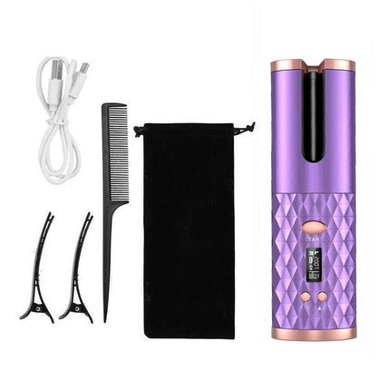 Lcd Cordless Auto Rotating Hair Curler Hair Waver Curling Iron Wireless Ceramic