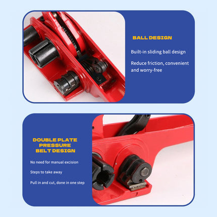 Red Strapping Tool Manual Tensioner Plastic Steel Band Packing Tightening Device