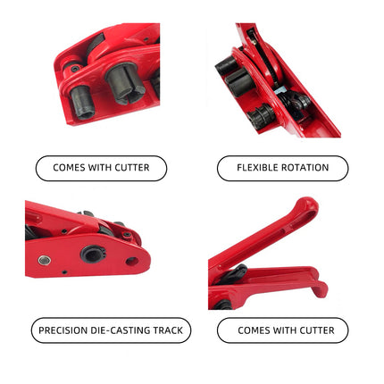 Red Strapping Tool Manual Tensioner Plastic Steel Band Packing Tightening Device