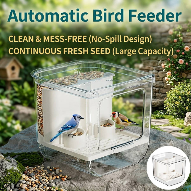 Automatic Clear Bird Feeder No Spill Seed Station
