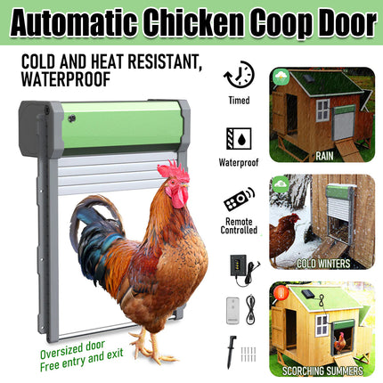 Solar Powered Automatic Chicken Coop Door Opener with Timer Light Sensor Remote