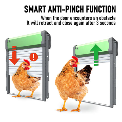 Solar Powered Automatic Chicken Coop Door Opener with Timer Light Sensor Remote
