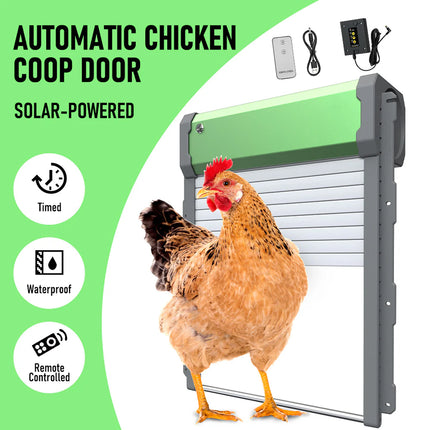 Solar Powered Automatic Chicken Coop Door Opener with Timer Light Sensor Remote