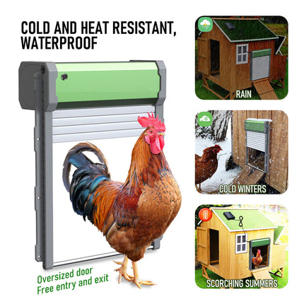 Solar Powered Automatic Chicken Coop Door Opener with Timer Light Sensor Remote