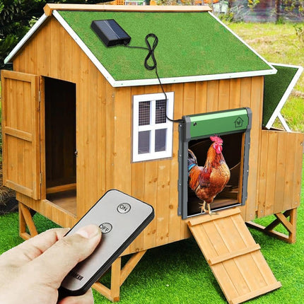 Solar Powered Automatic Chicken Coop Door Opener with Timer Light Sensor Remote