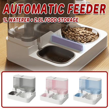 Automatic Cat Feeder Water Dispenser All in One Plastic Bowl for Cats and Dogs