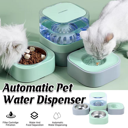 Pet Water Dispenser Double Bowl 1.8L Auto Feeder Indoor Cat Dog