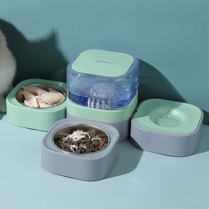 Pet Water Dispenser Double Bowl 1.8L Auto Feeder Indoor Cat Dog