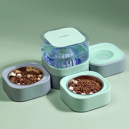Pet Water Dispenser Double Bowl 1.8L Auto Feeder Indoor Cat Dog