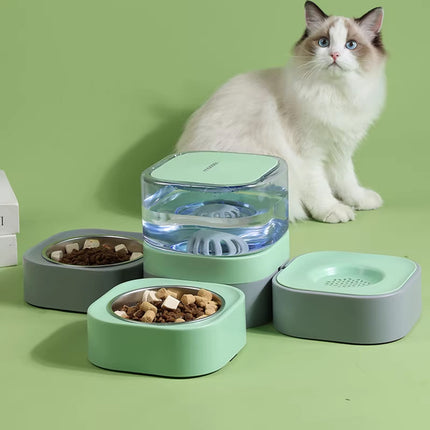 Pet Water Dispenser Double Bowl 1.8L Auto Feeder Indoor Cat Dog