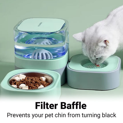 Pet Water Dispenser Double Bowl 1.8L Auto Feeder Indoor Cat Dog