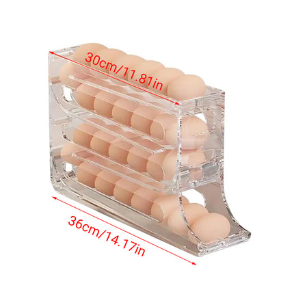 Automatic Scrolling Egg Holder 2/4-Tier Storage Box Container for Refrigerator