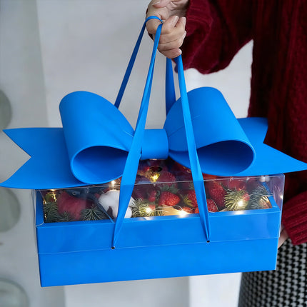 5PCS Bow Gift Box Transparent PVC Design with Ribbon Wedding Party Favor Boxes