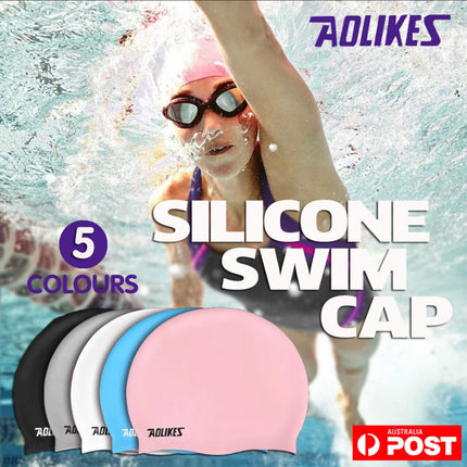 Aolikes Silicone Swimming Cap Waterproof Unisex Swim Hat for Men and Women