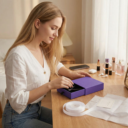 10PCS Jewellery Storage Box Set Drawer Style 9x9x3cm Velvet Lined 3 Colours