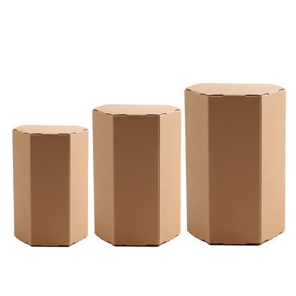 20PCS Kraft Paper Gift Box Hexagon Party Wedding Casndy Craft Packaging Box