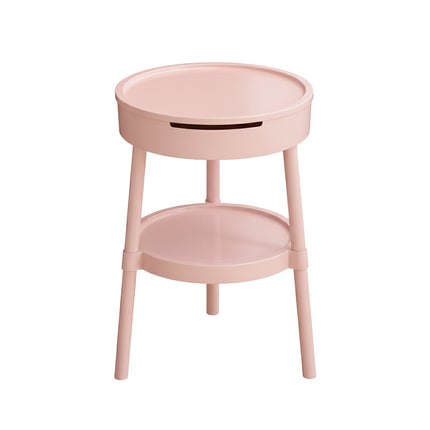 Minimalist Double Layer Small Round Table Build-In Paper Box Space Saving