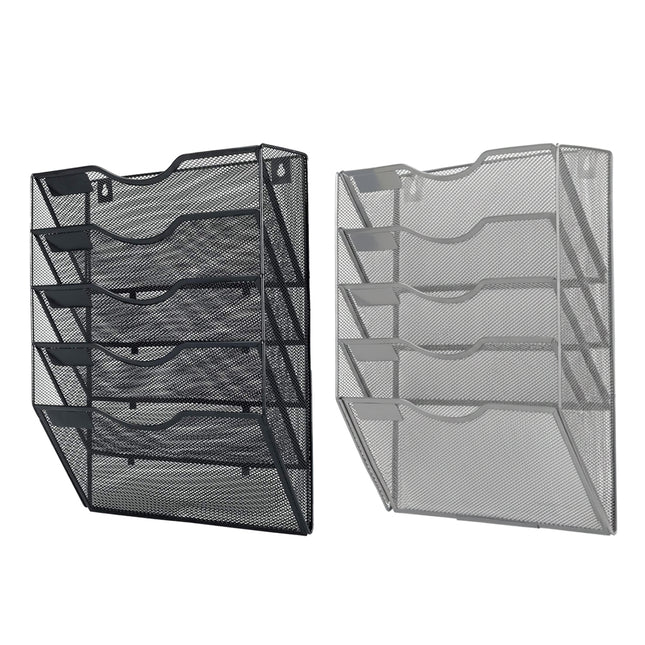 Wall-Mounted 5 Tier Metal File Storage Rack Document Holder Space Saving