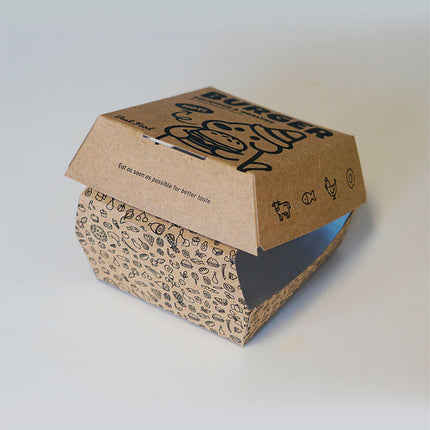 Kraft Burger Takeaway Box 100PCS Food Packaging Container With Vent Hole