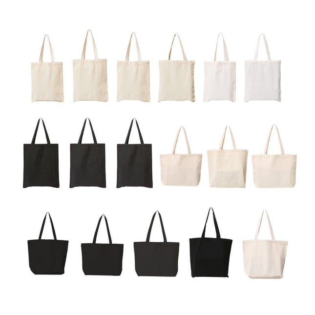 5PCS Canvas Tote Bag Cotton Blank DIY Shopping Shoulder Bags
