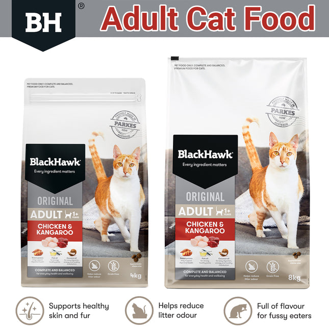 Black Hawk Original Dry Cat Food Adult Chicken And Kangaroo 4/8KG