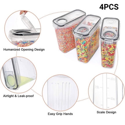 Food Storage Jar Set 4PCS Kitchen Grain Container Airtight Cereal Canister Box