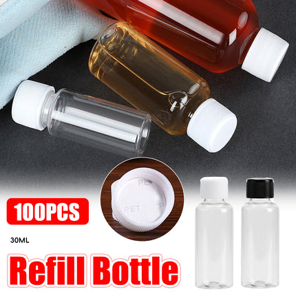 100Pcs 30ml Plastic Bottle Transparent Small Mouth Leakproof Dispenser Bottle