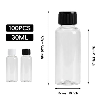 100Pcs 30ml Plastic Bottle Transparent Small Mouth Leakproof Dispenser Bottle