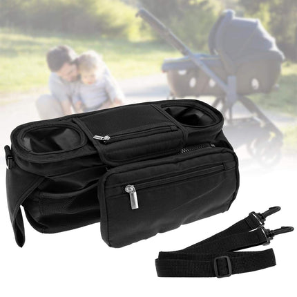 Universal Stroller Organizer Bag Trolley Storage with Multi Pockets and Cup Holders