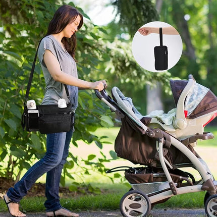 Universal Stroller Organizer Bag Trolley Storage with Multi Pockets and Cup Holders